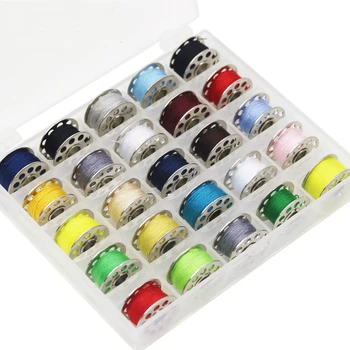 Высококачественные разноцветные полиэфирные нити 25шт с металлическими катушками для швейных машин, шпульки для домашних швейных машин.