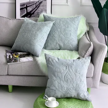 Зеленый хлопковый чехол для подушки с вышивкой, украшение для дома, Льняная наволочка с цветами из хлопка 50x50 см для дивана, наволочка для кресла