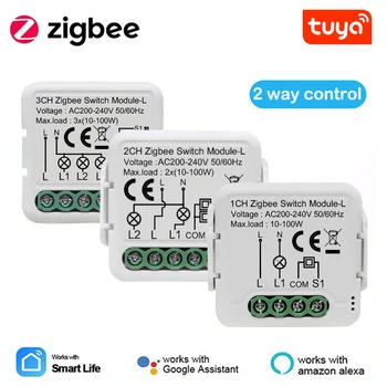 Модуль переключения Tuya Smart ZigBee 3.0 Не требуется нейтральный провод Умный дом DIY Light Breaker Работает с Alexa Google Home