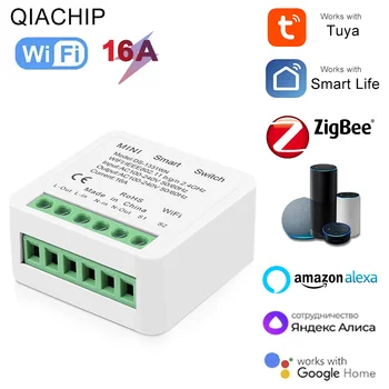 16A Tuya WiFi MiNi Smart Switch 2-полосное управление Модуль автоматизации Умного дома Работа с Alexa Google Home Smart Life