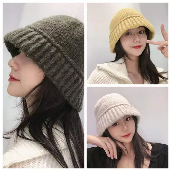 Широкополые шляпы, женские вязаные кепки, мягкая уличная одежда в стиле харадзюку, корейский стиль, универсальная осенняя одежда для путешествий, сохраняющая тепло на открытом воздухе