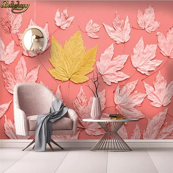настенная роспись beibehang на заказ в скандинавском минималистичном стиле, небольшой свежий кленовый лист, гостиная, спальня, 3D обои papel de parede
