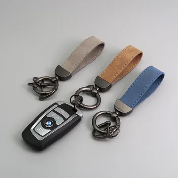 Новый замшевый автомобильный брелок для ключей с защитой от потери, креативный подарочный кожаный брелок для ключей в стиле унисекс для пары