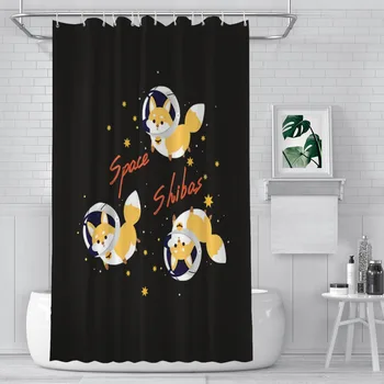 Космические Занавески для душа из водонепроницаемой ткани Shiba Inu Креативный Декор ванной комнаты с крючками Аксессуары для дома