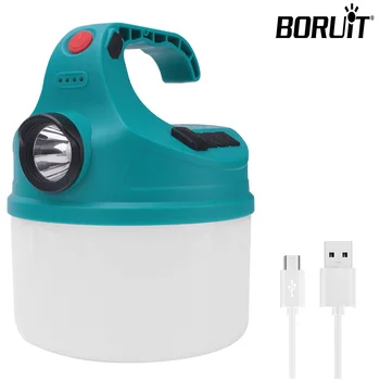 Многофункциональный фонарь BORUIT 2 В 1 Bluetooth аудиосигнал 4 режима 18650 Перезаряжаемый Наружный Водонепроницаемый аварийный фонарь для кемпинга