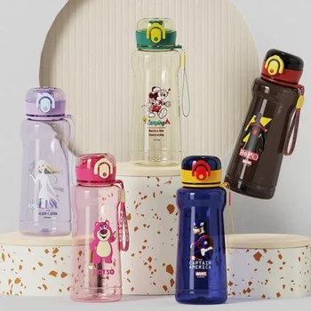 720 мл Детская пластиковая бутылка из серии Disney Frozen Lotso Kawaii Мультфильм Анти-Осень Большая емкость Летняя Спортивная бутылка для воды на открытом воздухе