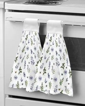 Полотенце для рук с градиентом в виде цветочного листа и бабочки для ванной Кухни Впитывающие Подвесные Полотенца из Микрофибры Мягкий Детский носовой платок