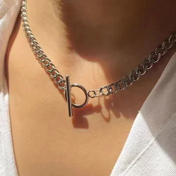 Высококачественное кубинское ожерелье для женщин в стиле хип-хоп с простой застежкой-переключателем, ювелирные изделия из цепочки на шею из нержавеющей стали