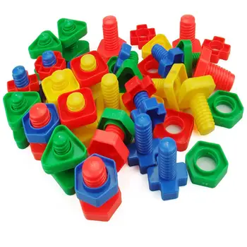 52шт Красочные пластиковые Винтовые вставки-гайки Строительные блоки Обучающий детский игрушечный поезд распознавание цвета способность к логическому мышлению