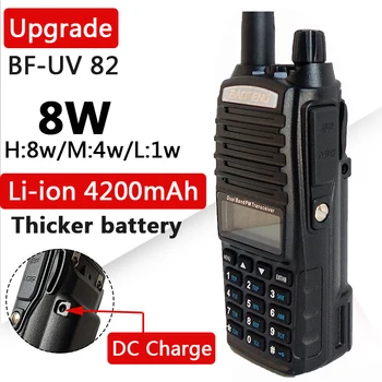 UV-82 8W BaoFeng Walkie Talkie Увеличивает аккумулятор на 4200mAh, 10 КМ Двухсторонних CB-радиостанций, Быстрая Зарядка, Двойные PTT-радиолюбители Baofeng UV-82 HP