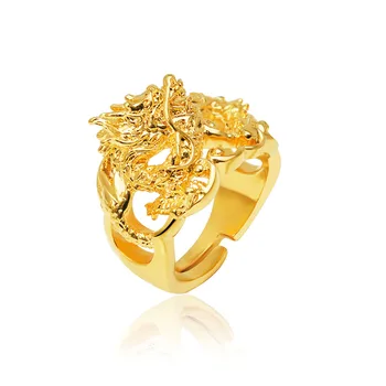 MxGxFam 24 k Кольца с драконом из чистого золота (скорректированные) Ювелирные изделия для мужчин Модные украшения оригинального дизайна
