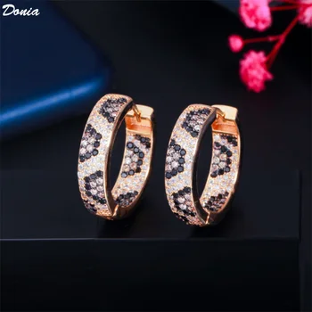 Ювелирные изделия Donia Европейская и американская мода медные серьги с цирконом AAA, многоцветные роскошные леопардовые серьги, банкетная мода
