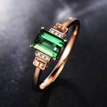 Новый стиль, Элегантное прямоугольное кольцо с имитацией изумруда и зеленого турмалина, женское модное открытое кольцо