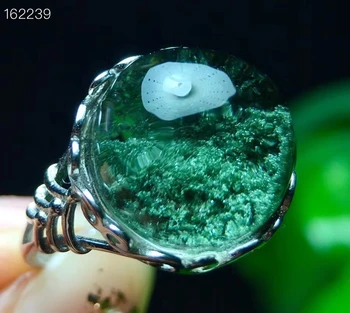 Регулируемое кольцо из натурального зеленого фантомного кварца из стерлингового серебра 925 пробы 14,5/14,5/8 мм, зеленое фантомное кольцо ААААААА