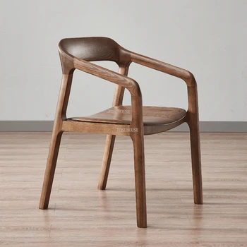 Скандинавские обеденные стулья из массива дерева, простой Современный Домашний обеденный стул со спинкой для кухонной мебели, Китайский гостиничный Дизайнерский диван-кресло