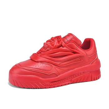 Новая мужская красная обувь для скейтбординга, женская спортивная обувь для ходьбы с увеличенным демпфированием, кожаные повседневные кроссовки, мужские кроссовки
