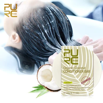 PURC Батончик с органическим кокосовым кондиционером Веганский Выпрямляющий кондиционер для вьющихся волос ручной работы по уходу за волосами