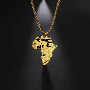 2023 Новая Мода Карта Африки Ожерелье Мужские Южноафриканские Ювелирные Изделия из нержавеющей Стали Аксессуары Подарок Женщинам